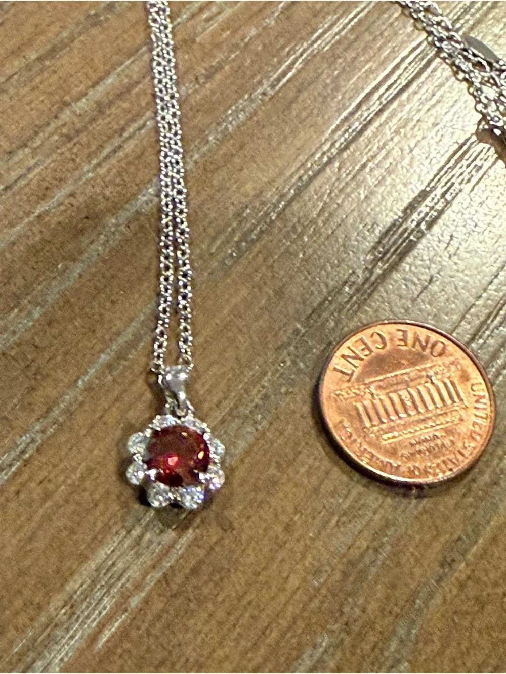 GRA Graded Watermelon Red Moissanite Halo Necklace | 1 Ct | Sterling Silver